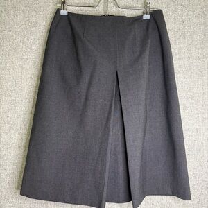 Eddie Bauer Gray A-Line Wool Blend Suit Skirt Front Pleat Stretch Size 6 Small